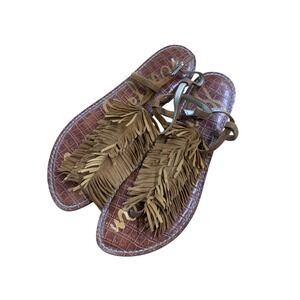 Sam‎ Edelman Fringe Gladiator Sandals Brown Leather womanSize 11